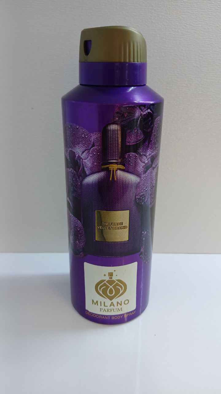 اسپری خوشبو کننده بدن مردانه میلانو مدل TIM FORCE VELLET ORCHID حجم ۲۰۰ میلی لیتر