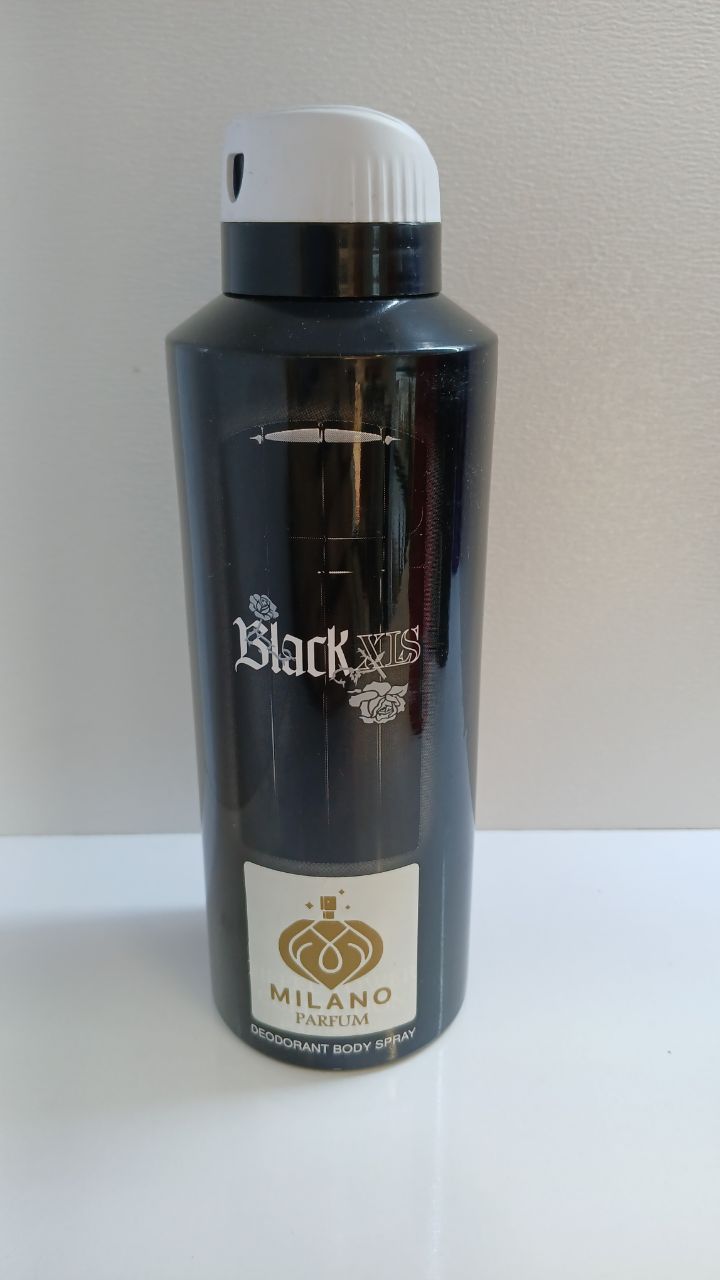 اسپری خوشبو کننده بدن مردانه میلانو مدل Black XLS حجم ۲۰۰ میلی لیتر